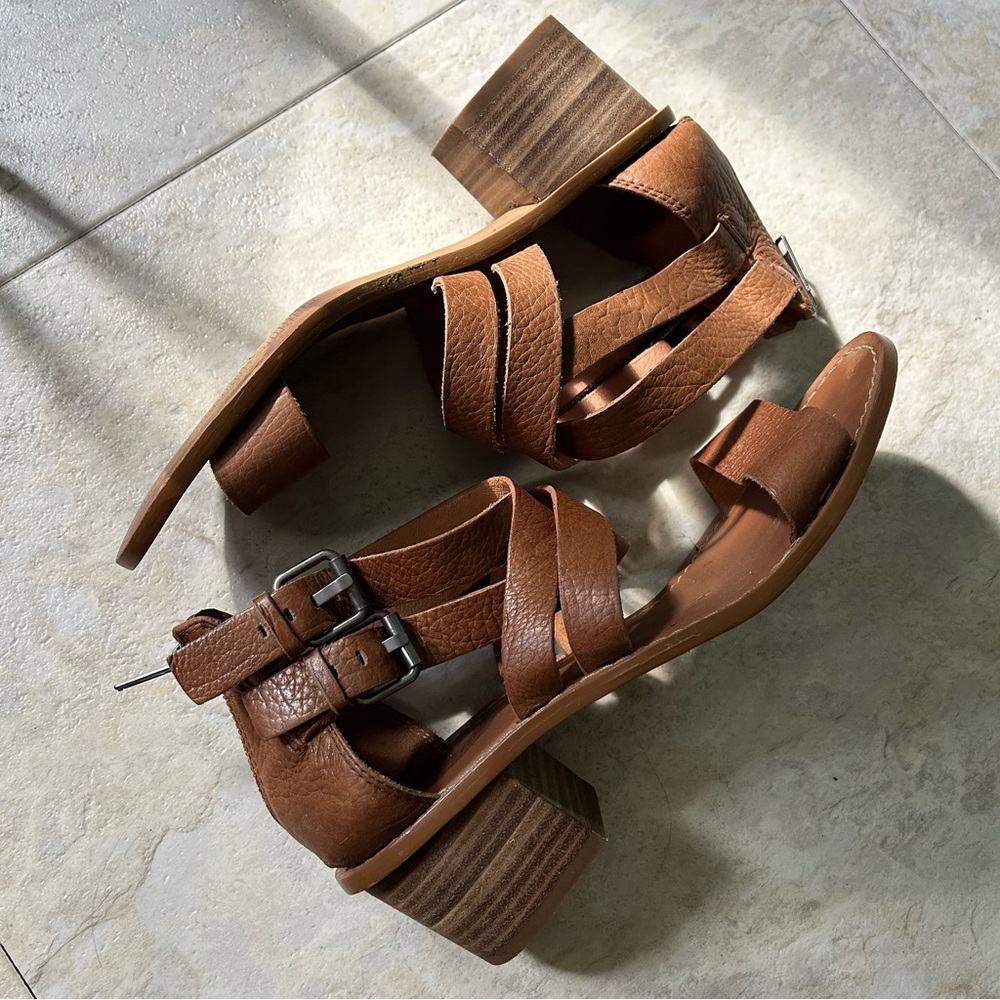 Madewell cross-strap mid-heel leather sandals